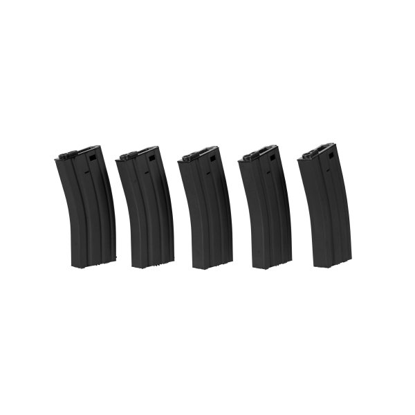 asgbox.pl - Zestaw 5 magazynków hi-cap na 300 kulek do replik M4/M16 - czarny