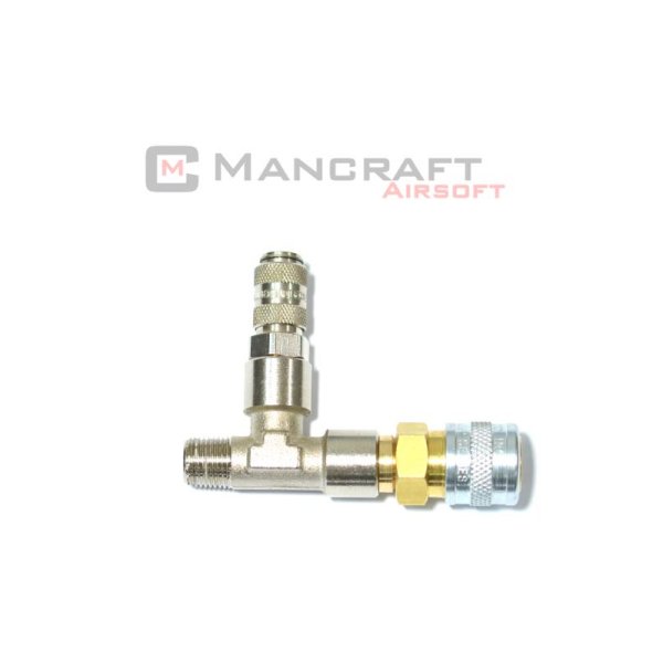 MANCRAFT HPA 3-WAY Adapter with QD US and MICRO QD 4 mm Plug - G1/8 Thread
