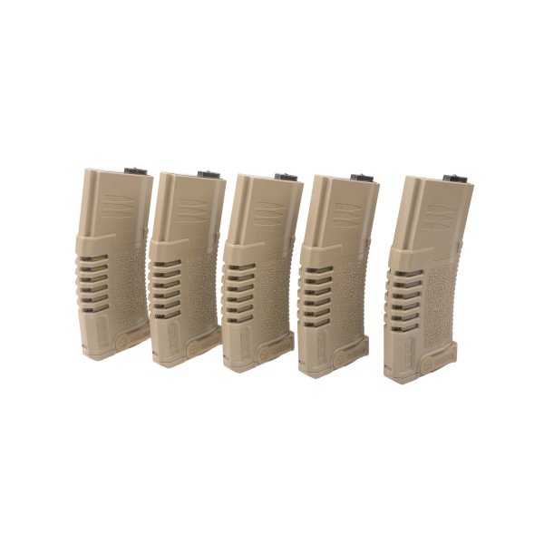 asgbox.pl - Zestaw 5 magazynków mid-cap PMG 140 kulek do do replik typu M4/M16 - dark earth