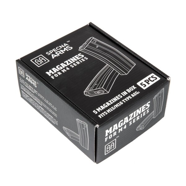 asgbox.pl - Zestaw 5 magazynków low-cap 70 kulek do M4/M16 - czarny