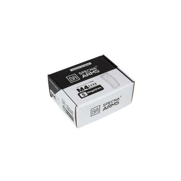 asgbox.pl - Zestaw 5 magazynków mid-cap na 140 kulek do replik M4/M16 - czarny