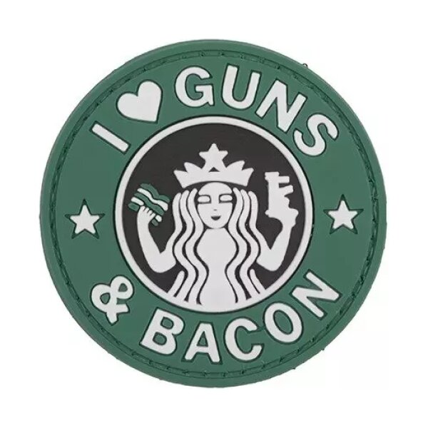 asgbox.pl - Naszywka 3D - Guns And Bacon - zielona