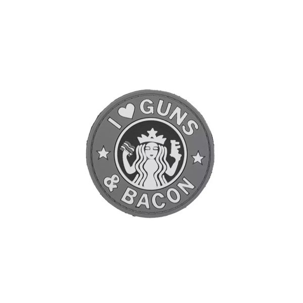 asgbox.pl - Naszywka 3D - Guns And Bacon - szara