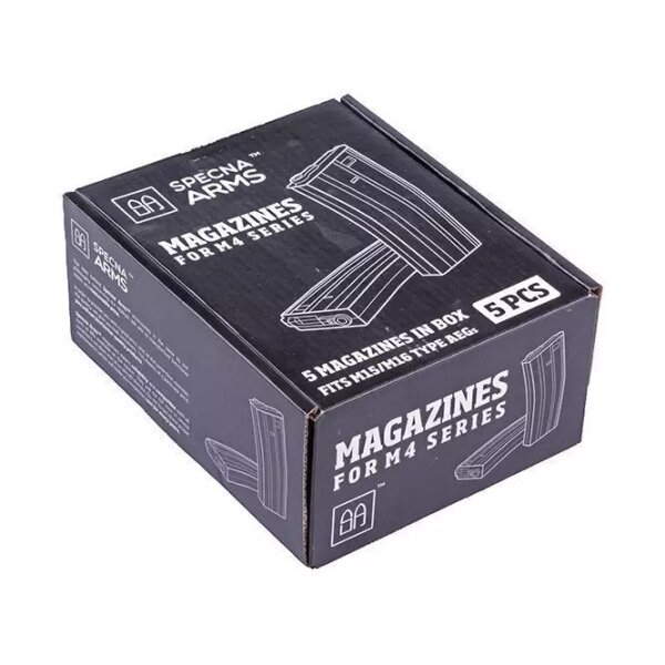 asgbox.pl - Zestaw 5 magazynków mid-cap na 70 kulek do M4/M16 - szary