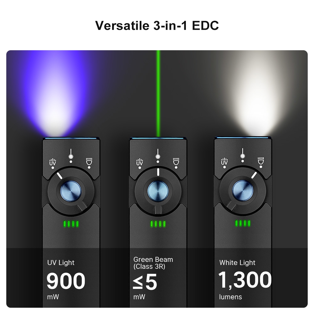 OLIGHT Flashlight ARKFELD Pro UV 1300 lm, Green Laser - Black OD-A-OLIGHT021 asgbox.pl OLIGHT Flashlight ARKFELD Pro UV 1300 lm, Green Laser - Black - obrazek 5