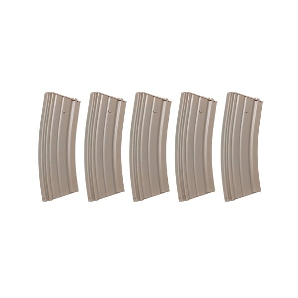 asgbox.pl - Zestaw 5 sztuk metalowych magazynków mid-cap 120 kulek Specna Arms Flat Dark Earth