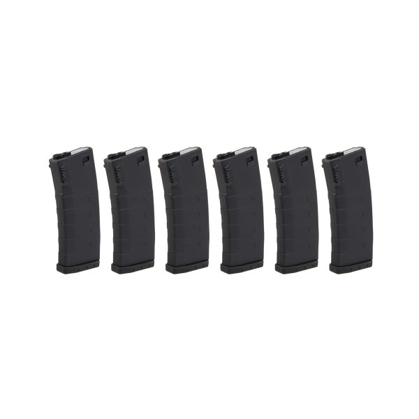 asgbox.pl - Zestaw 6 magazynków Mid-cap KWA na 120 kulek do replik M4/M16 Czarny
