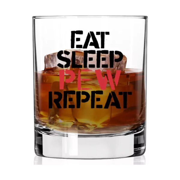 asgbox.pl - Szklanka do Whisky - EAT SLEEP PEW REPEAT