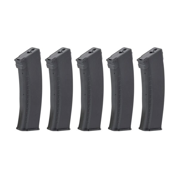 asgbox.pl - Zestaw 5 magazynków Mid-Cap 135/30 kulek Arcturus EMM AK74 "Bakelite" Variable-Cap do replik AK Czarny