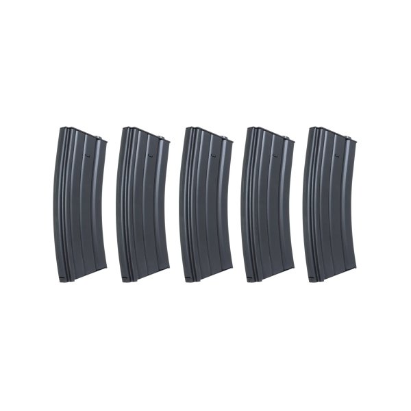 asgbox.pl - Zestaw 5 sztuk metalowych magazynków mid-cap 120 kulek Specna Arms Czarny