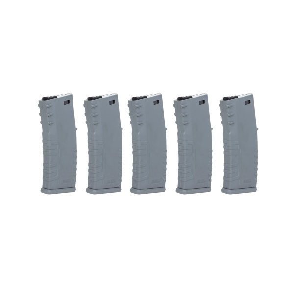 asgbox.pl - Zestaw 5 sztuk polimerowych magazynków mid-cap 120 kulek Specna Arms Szary