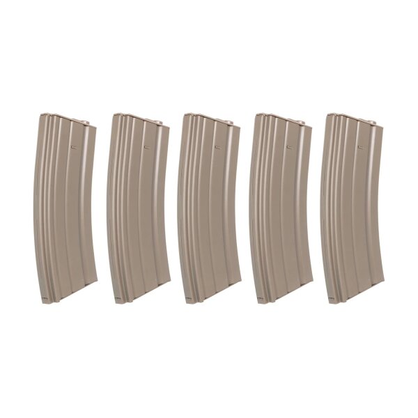 asgbox.pl - Zestaw 5 sztuk metalowych magazynków hi-cap 300 kulek Specna Arms Flat Dark Earth