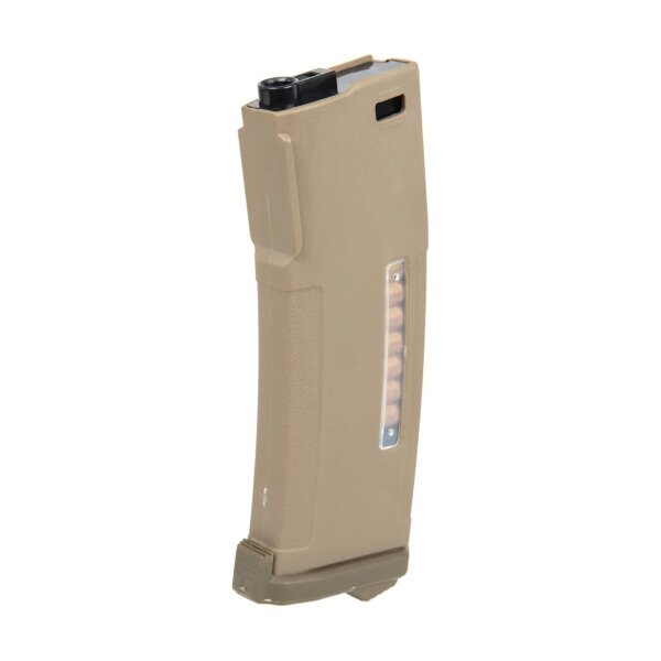 asgbox.pl - Magazynek Polimerowy Mid-Cap na 175 kulek Tornado z atrapami naboi do replik M4/M16 Tan
