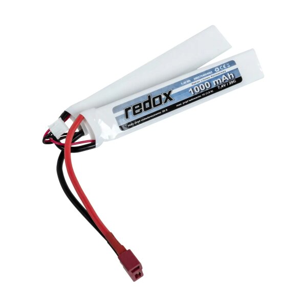 asgbox.pl - Akumulator LiPo Redox 1000 mAh 7.4 V 20C (1+1) Dean