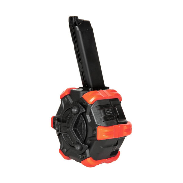 350rd Adaptive Drum Gas Magazine for G-series - Black/Orange