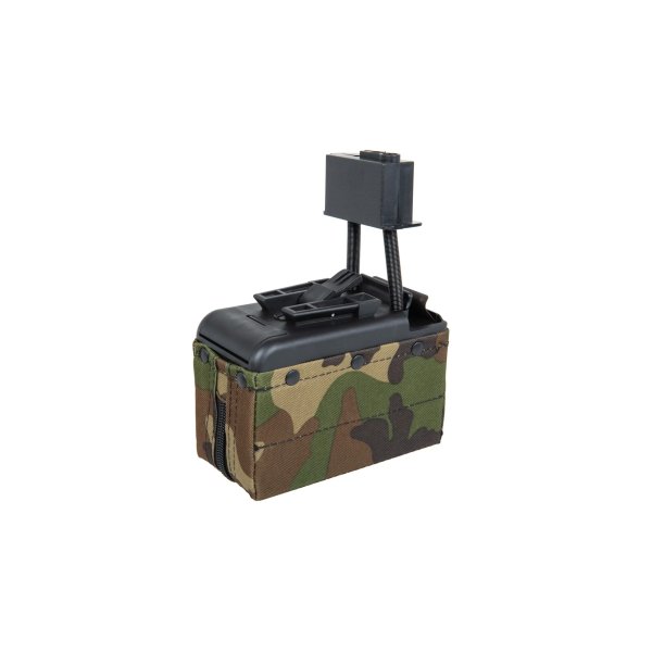 asgbox.pl - Elektryczny magazynek pudełkowy A&K na 2000 kulek do replik typu M249 Woodland