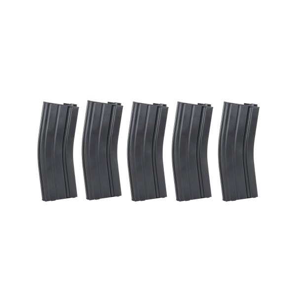 asgbox.pl - Zestaw 5 magazynków Mid-Cap 135/30 kulek Arcturus EMM M4/M16 Metal Variable-Cap do replik M4/M16 Czarny