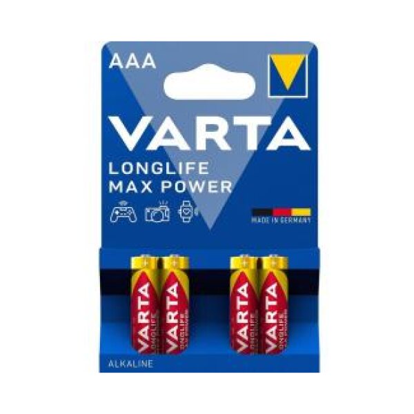 asgbox.pl - Zestaw 4 sztuk baterii LR03 (AAA) Varta Longlife Max Power 1.5V AAA B4