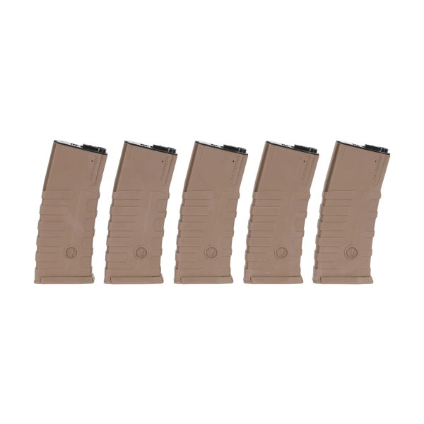 asgbox.pl - Zestaw 5 magazynków hi-cap 360 kulek CAA do replik M4/M16 Flat Dark Earth