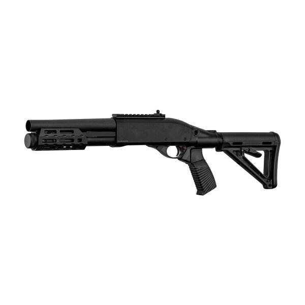 Replica M870 Shotgun with Golden Eagle Gas Stock - M870 black with Golden Eagle stock