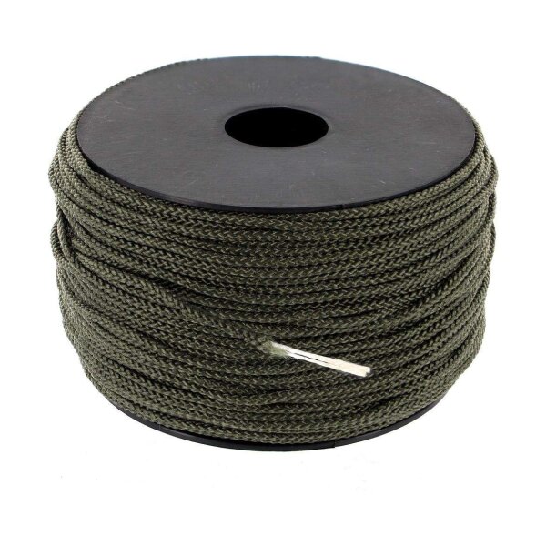 Braided cord with soul - Braided cord with green core - Diam 2 mm - 100 m