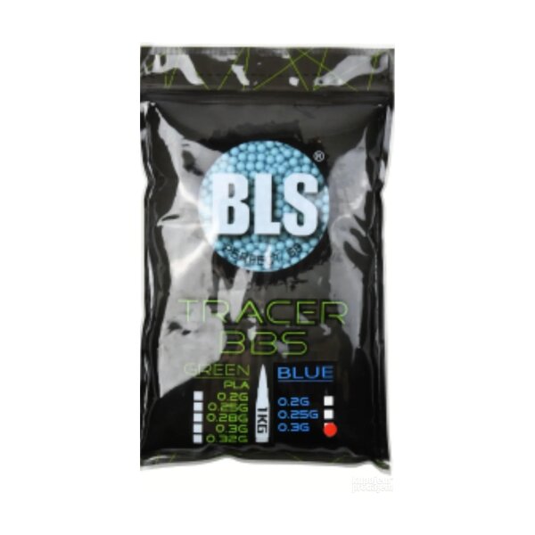 BLS TRACER Airsoft Pellets 0.30g, 3300 BBs (Bag) – Blue