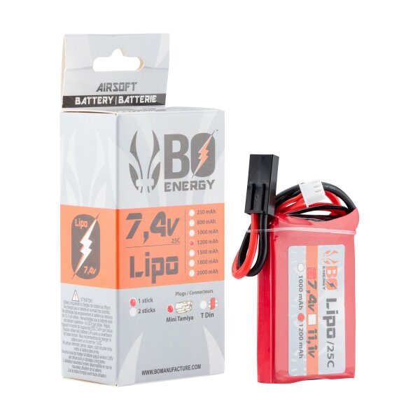1 stick 2S 7.4V 1200mAh 25C Lipo battery Peq - 1 Stick - 1200mAh 25C - Mini Tamyia