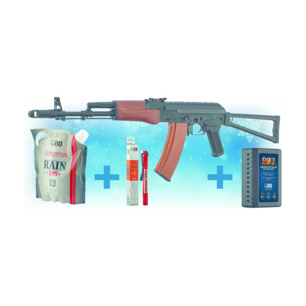 AEG AK74 replica Christmas pack + Lipo battery + charger + cover -