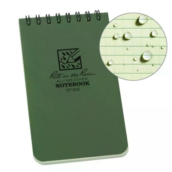 RITE Waterproof POCKET NOTEBOOK (76 × 133 mm) – Green