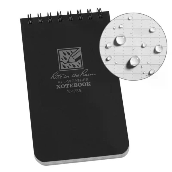 RITE Waterproof POCKET NOTEBOOK (76 × 133 mm) – Black