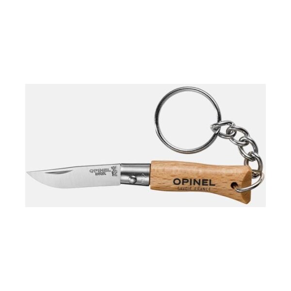 Le plus petit couteau de la gamme Opinel, avec seulement 4,66 cm de manche et un anneau porte-clés. -
