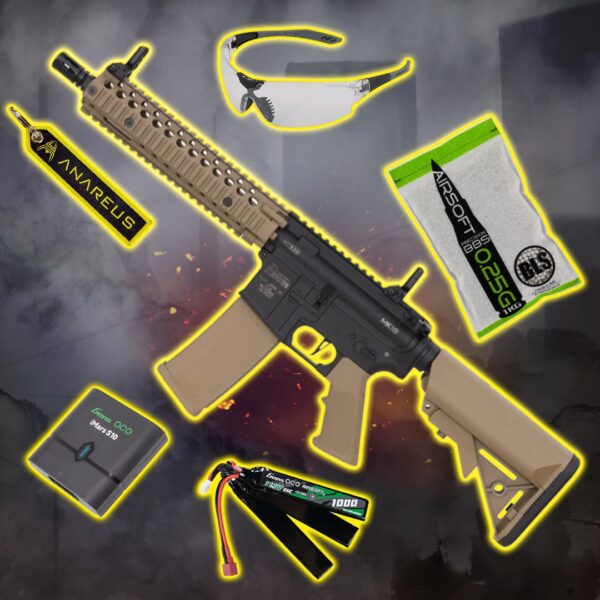 STARTER PACK set  SA Daniel Defense(R) MK18 10.5" Gen2 (SA-F19 FLEX(TM) HAL ETU(TM)) – Black / Tan