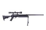Black spring-powered WELL MB06 SR-2 airsoft sniper rifle replica with scope and bipod - - obrazek 2