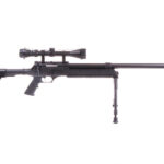 Black spring-powered WELL MB06 SR-2 airsoft sniper rifle replica with scope and bipod -