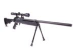 Black spring-powered WELL MB06 SR-2 airsoft sniper rifle replica with scope and bipod - - obrazek 6