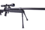 Black spring-powered WELL MB06 SR-2 airsoft sniper rifle replica with scope and bipod - - obrazek 10